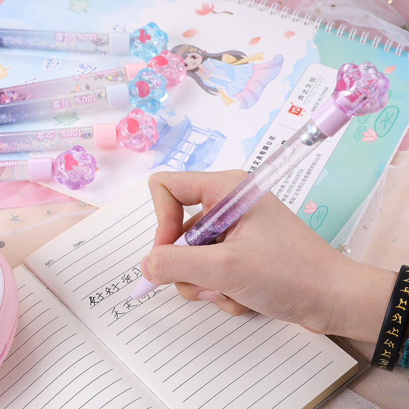 Wholesale Plastic Cat Claw Oil Flowing Sand Rollerball Pen